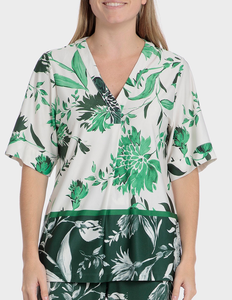 Blusa manga al codo para mujer