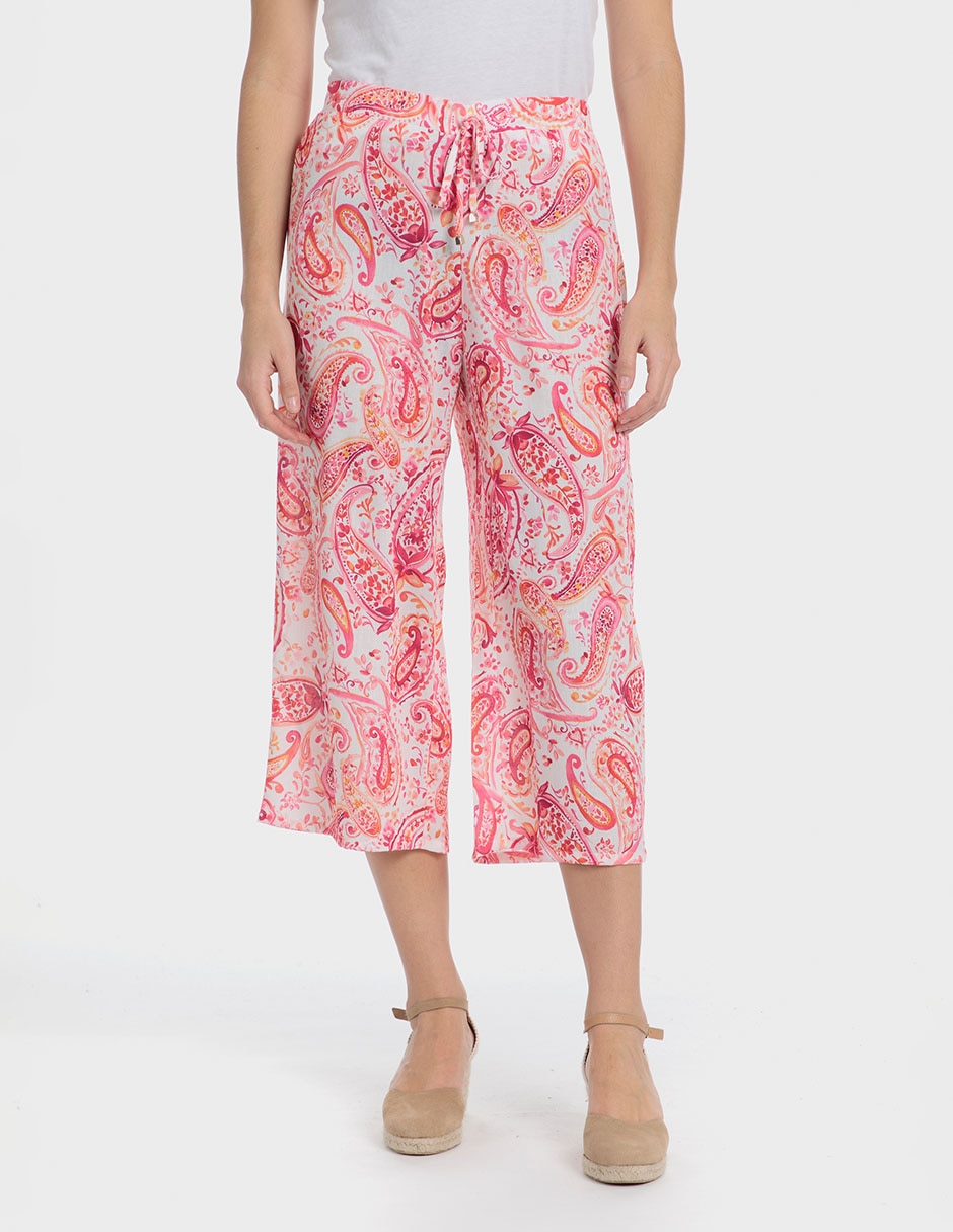 Pantalón capri amplio para mujer