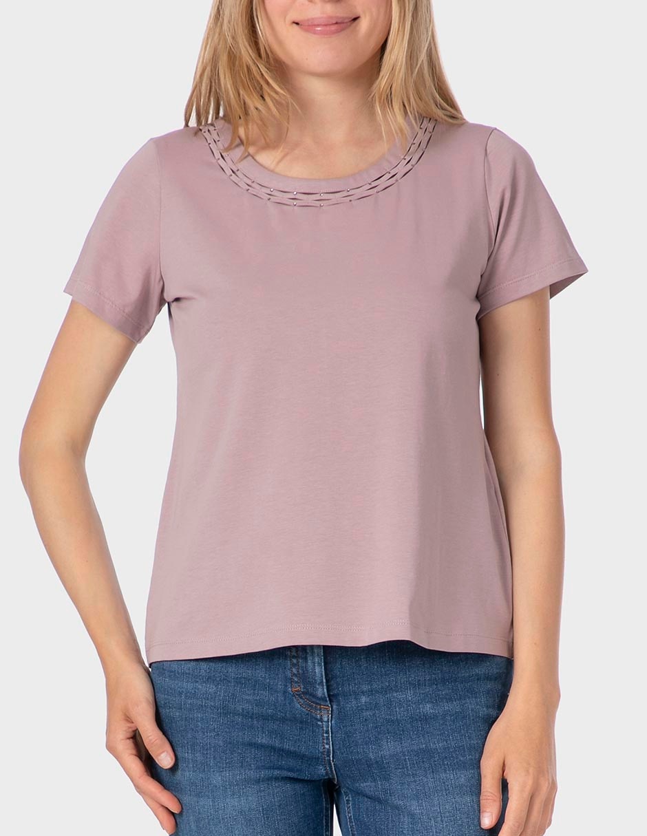 Playera manga corta cuello redondo para mujer Playera manga corta cuello redondo para mujer