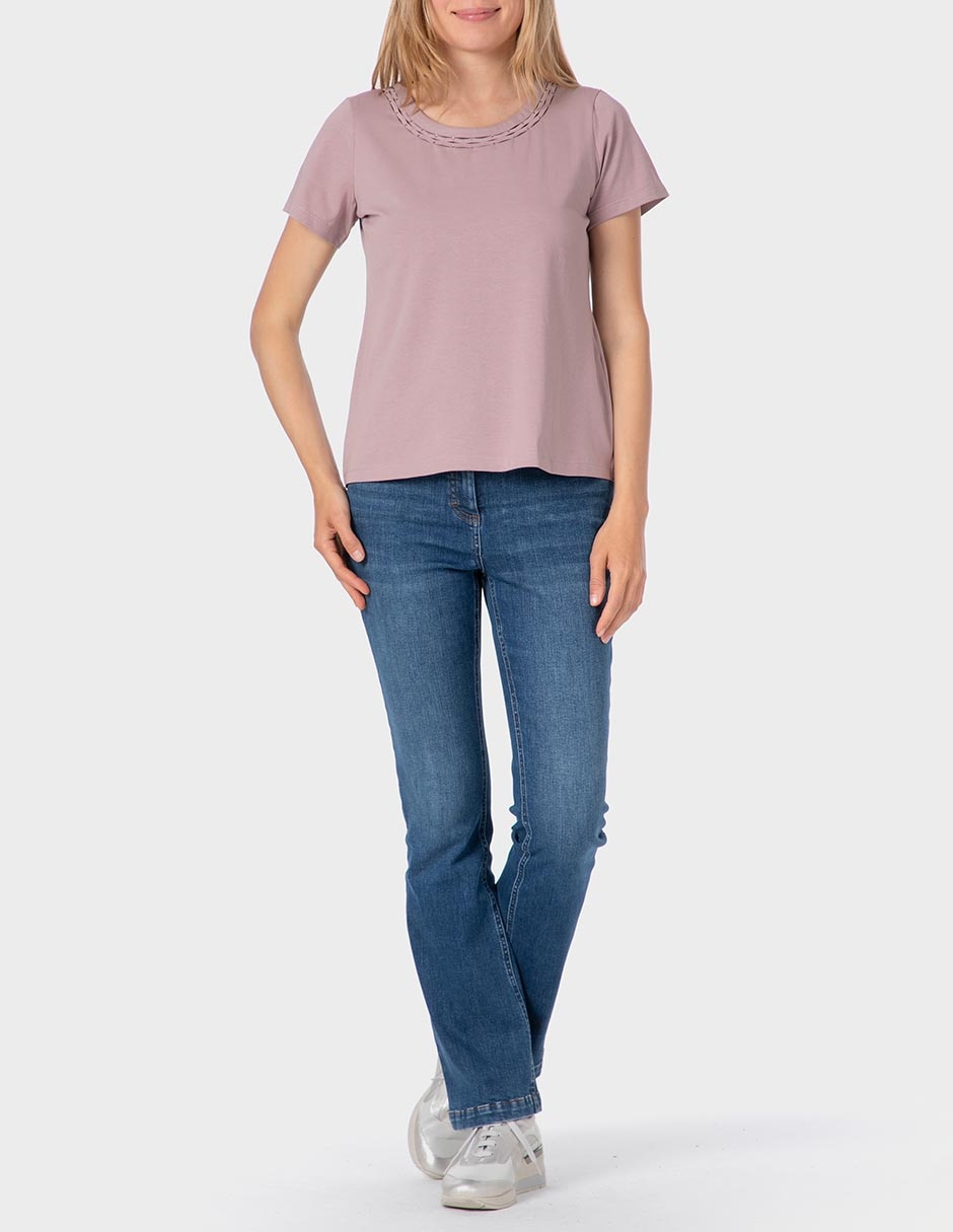 Playera manga corta cuello redondo para mujer 3