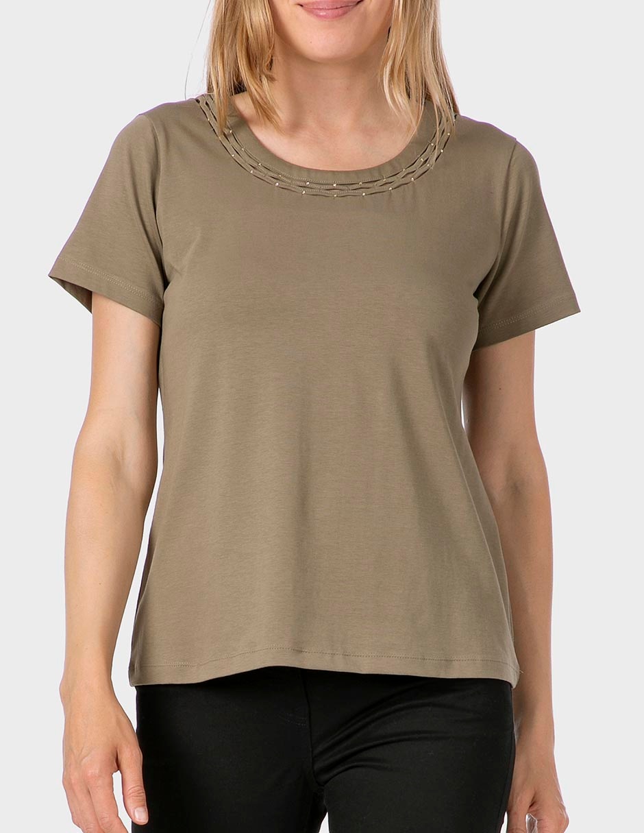 Playera manga corta cuello redondo para mujer Playera manga corta cuello redondo para mujer
