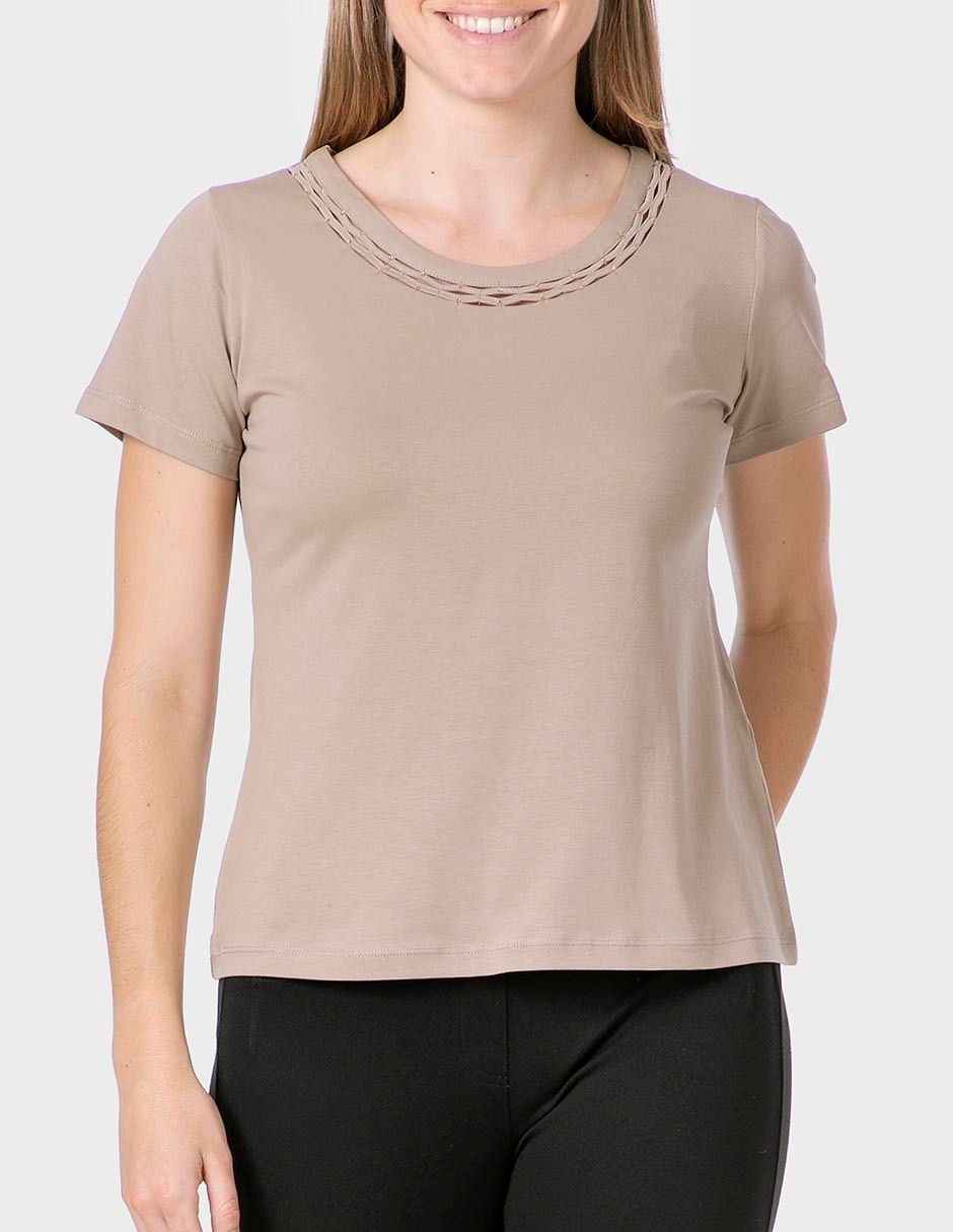 Playera manga corta cuello redondo para mujer Playera manga corta cuello redondo para mujer