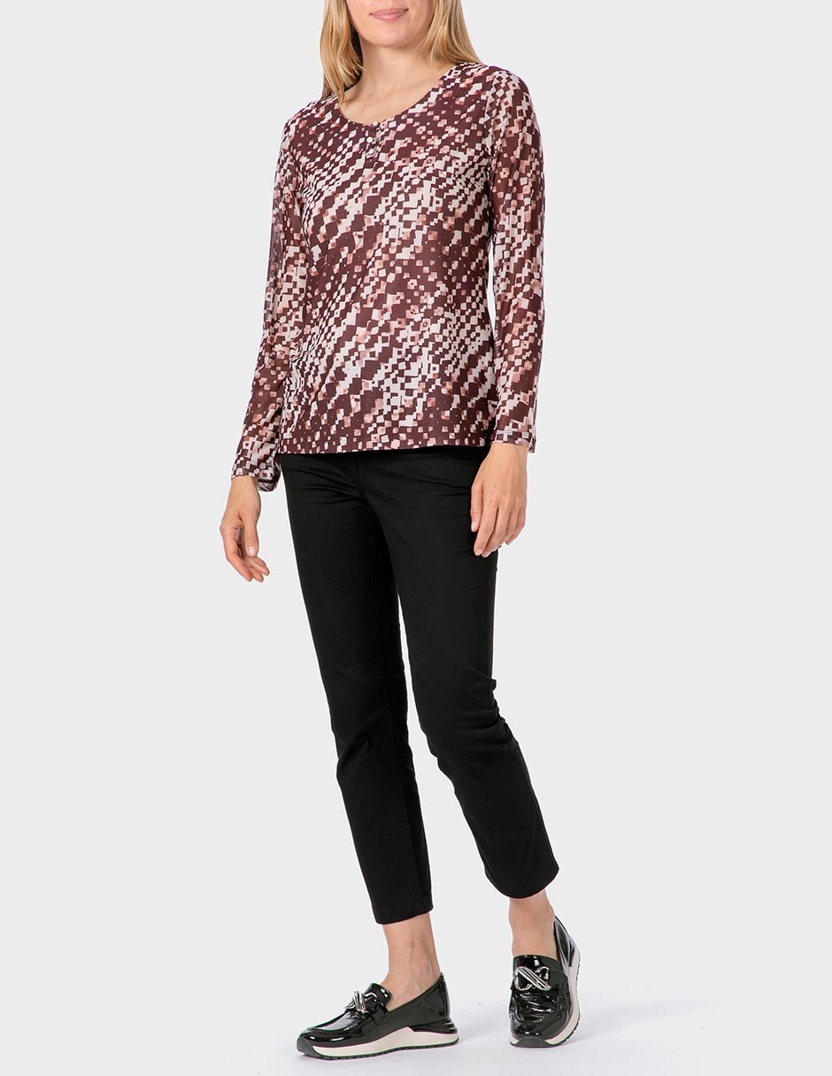 Playera manga larga cuello redondo para mujer 3