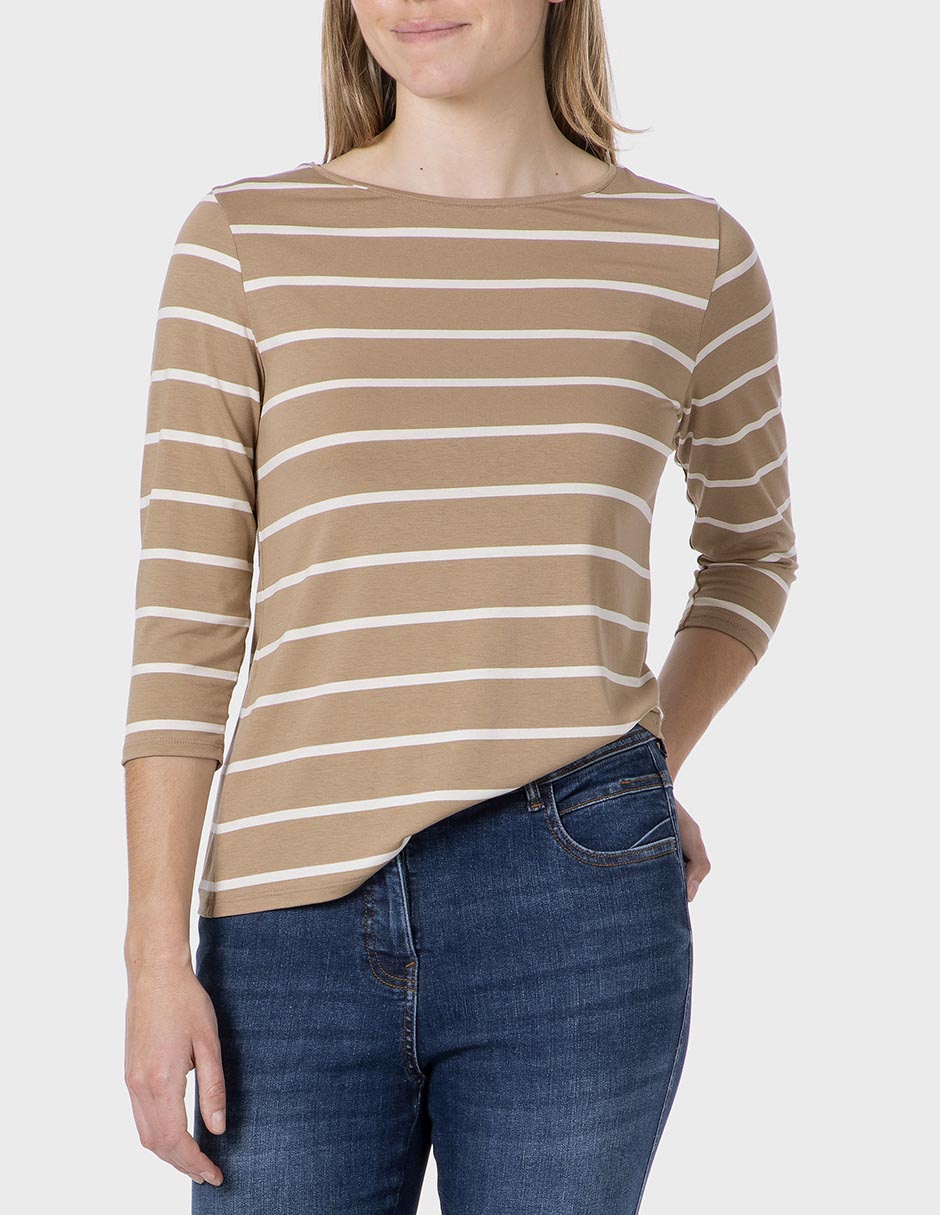 Playera manga 3/4 cuello redondo para mujer
