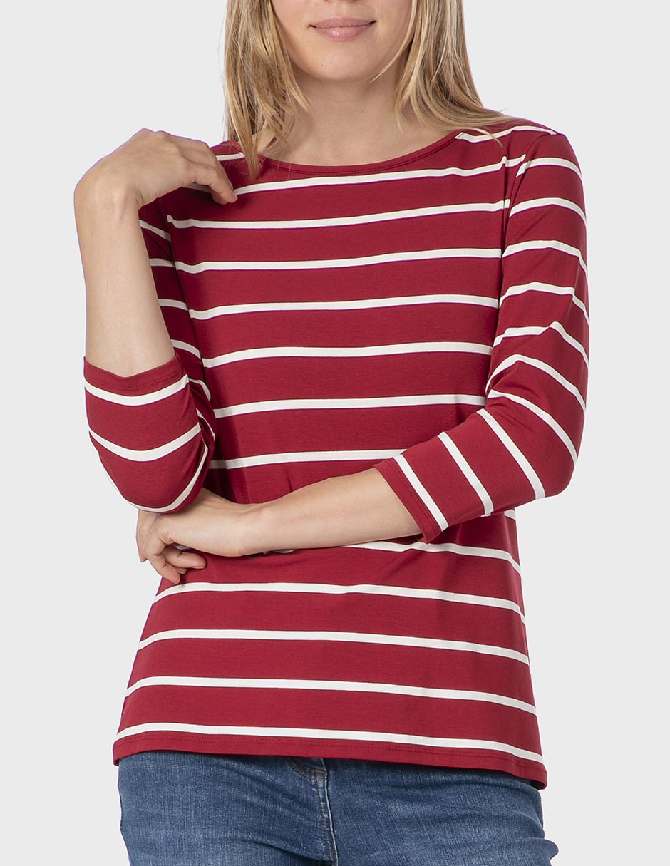 Playera manga 3/4 cuello redondo para mujer