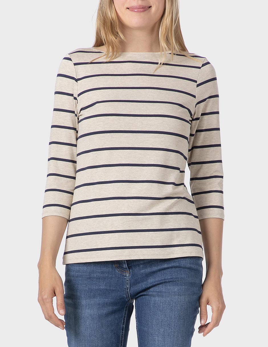 Playera manga 3/4 cuello ojal para mujer Playera manga 3/4 cuello ojal para mujer
