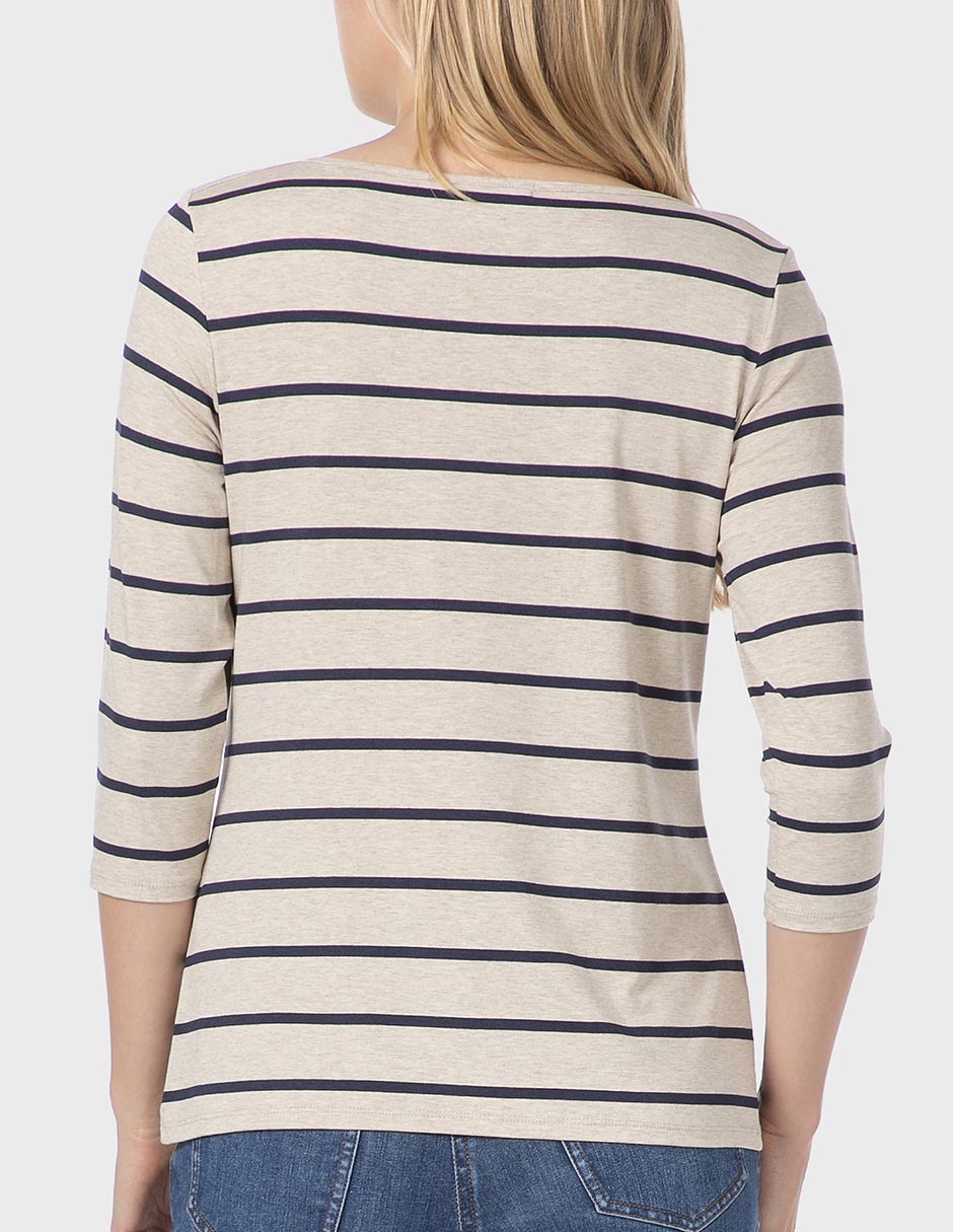 Playera manga 3/4 cuello ojal para mujer 2