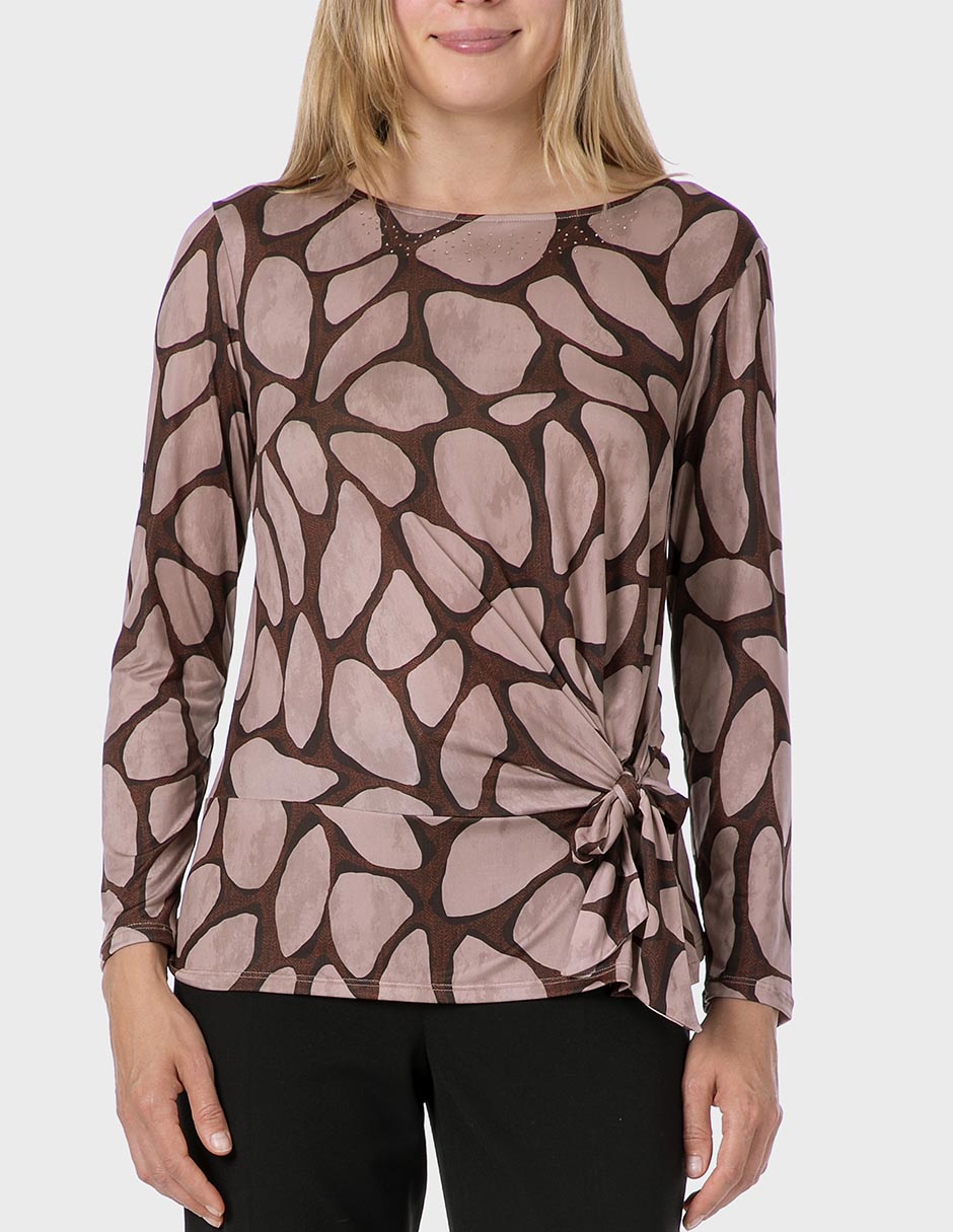 Playera manga larga cuello redondo para mujer