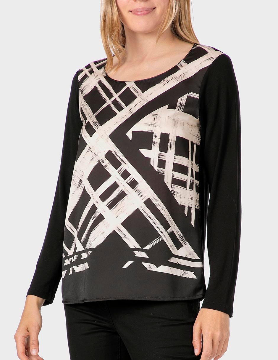 Playera manga larga cuello redondo para mujer Playera manga larga cuello redondo para mujer
