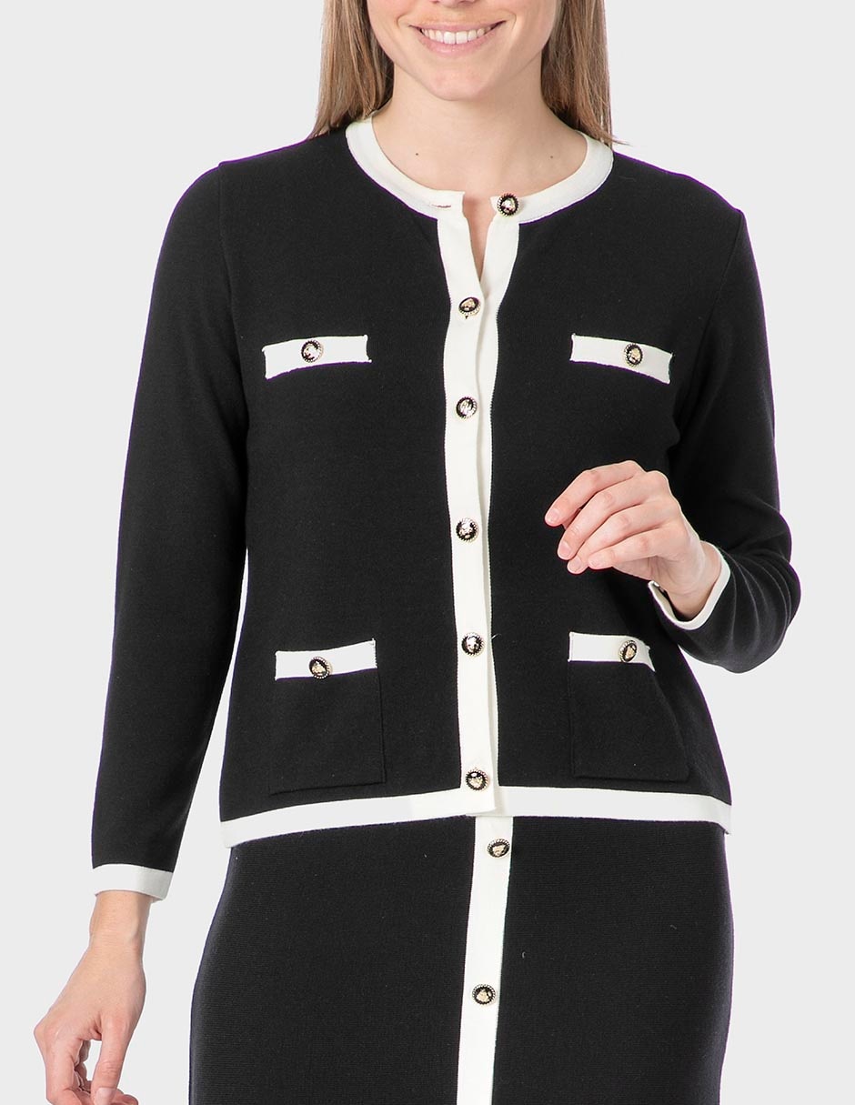 Suéter cuello con botón para mujer