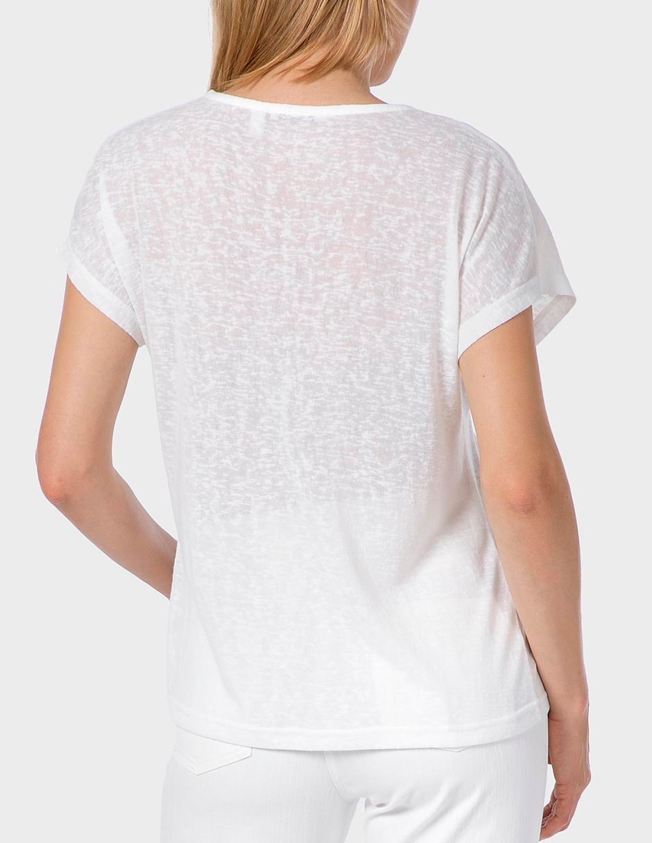 Playera manga corta cuello V para mujer 2
