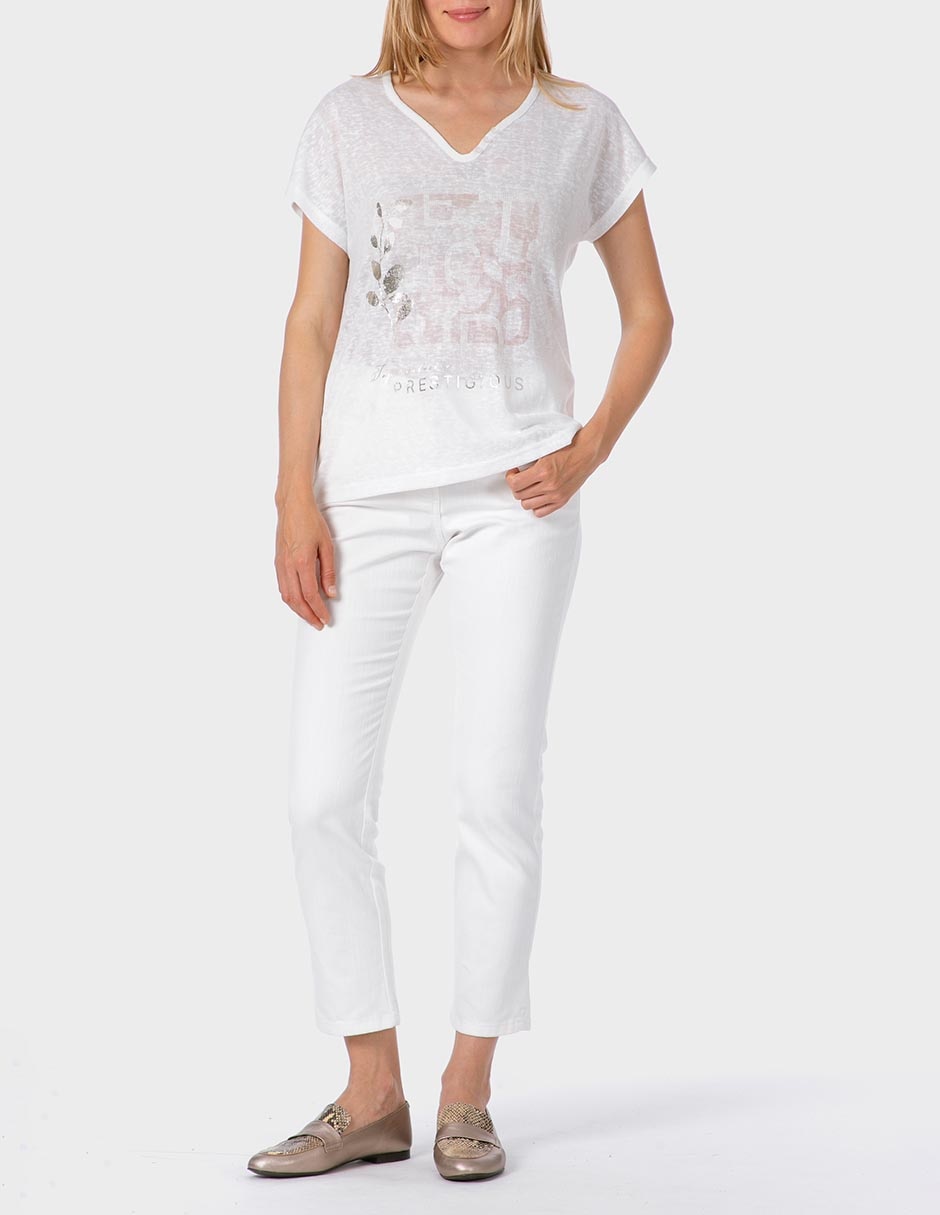 Playera manga corta cuello V para mujer 3