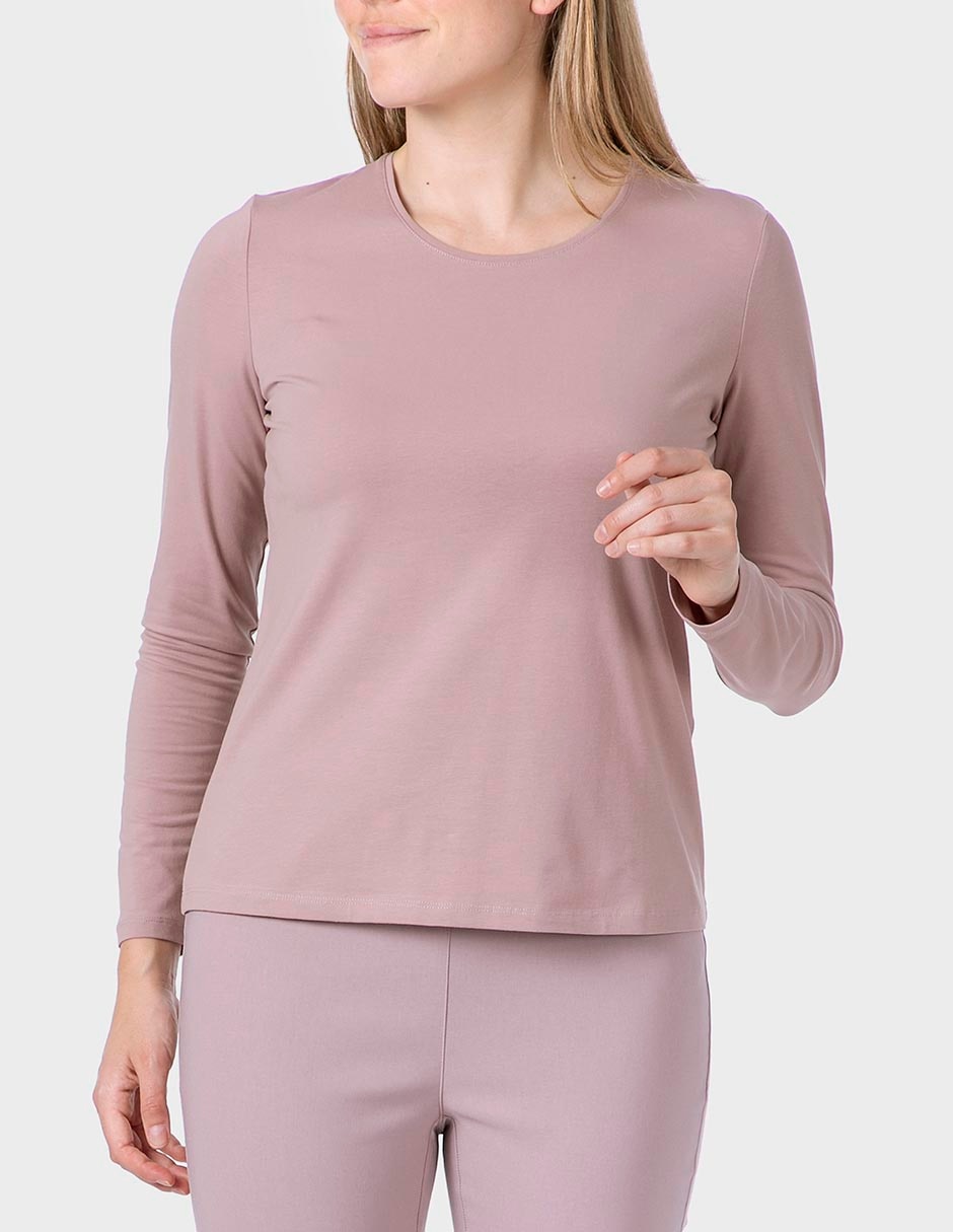 Playera manga larga cuello redondo para mujer Playera manga larga cuello redondo para mujer