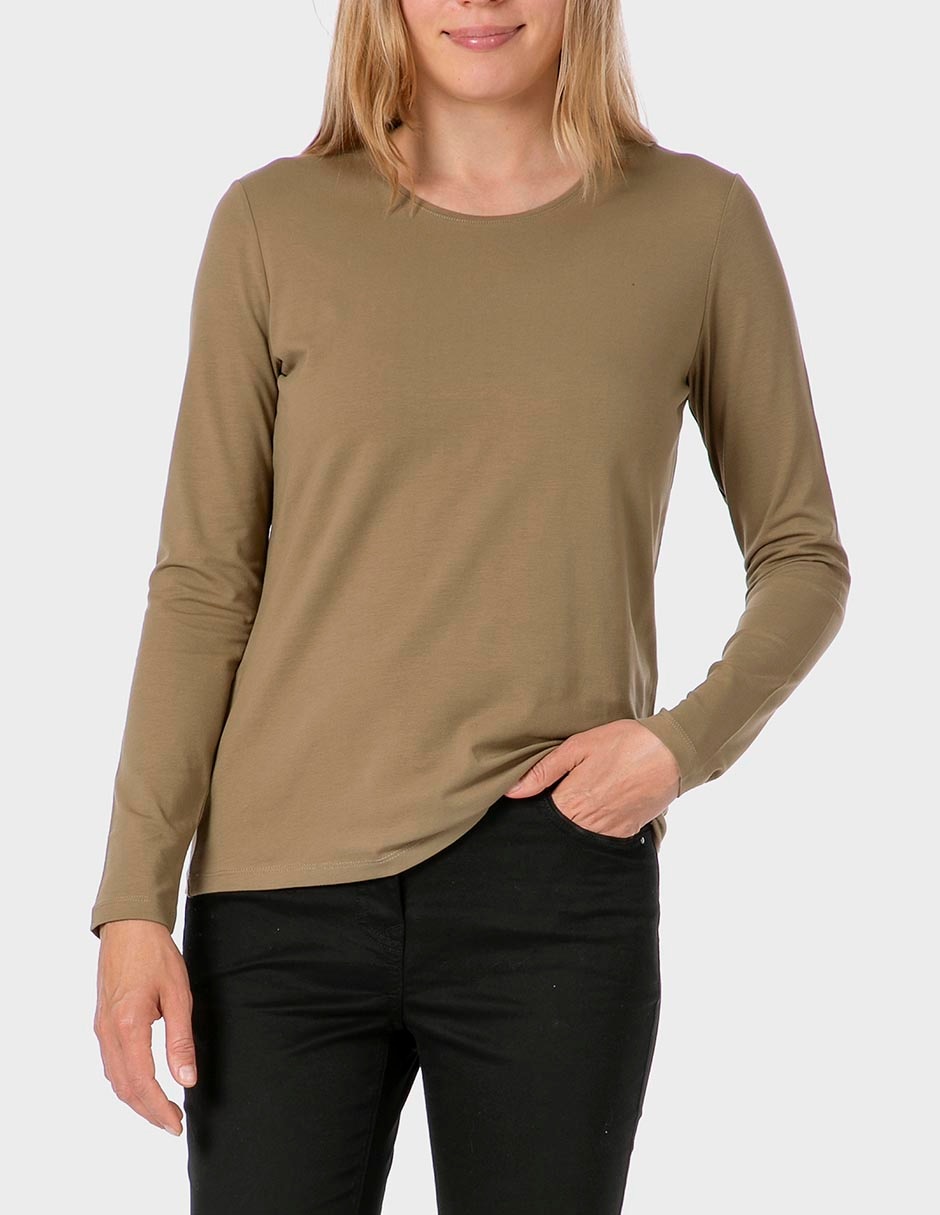 Playera manga larga cuello redondo para mujer Playera manga larga cuello redondo para mujer