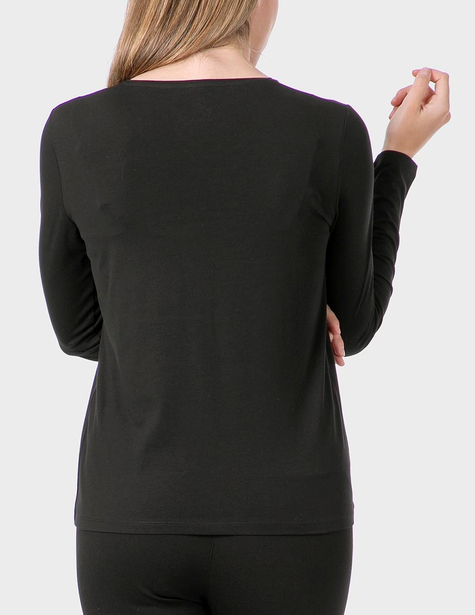 Playera manga larga cuello redondo para mujer 2
