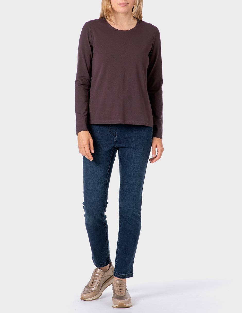 Playera manga larga cuello redondo para mujer 3