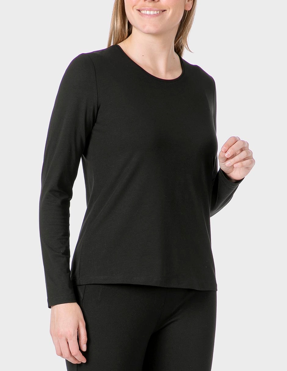 Playera manga larga cuello redondo para mujer Playera manga larga cuello redondo para mujer