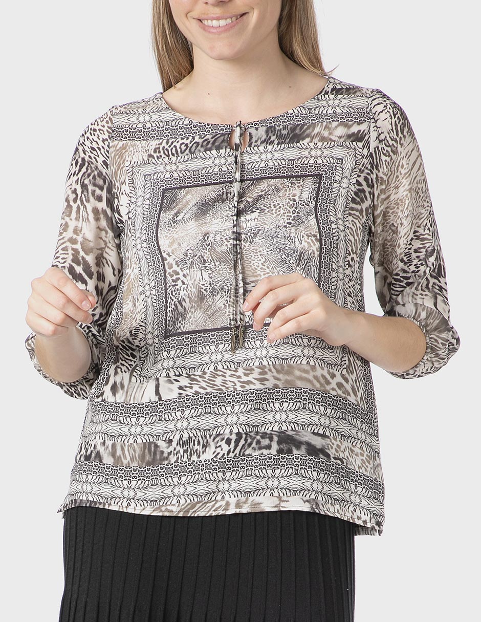Blusa manga al codo para mujer