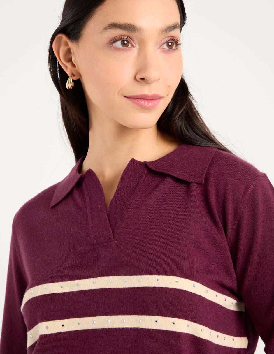 Suéter cuello camisero para mujer 4
