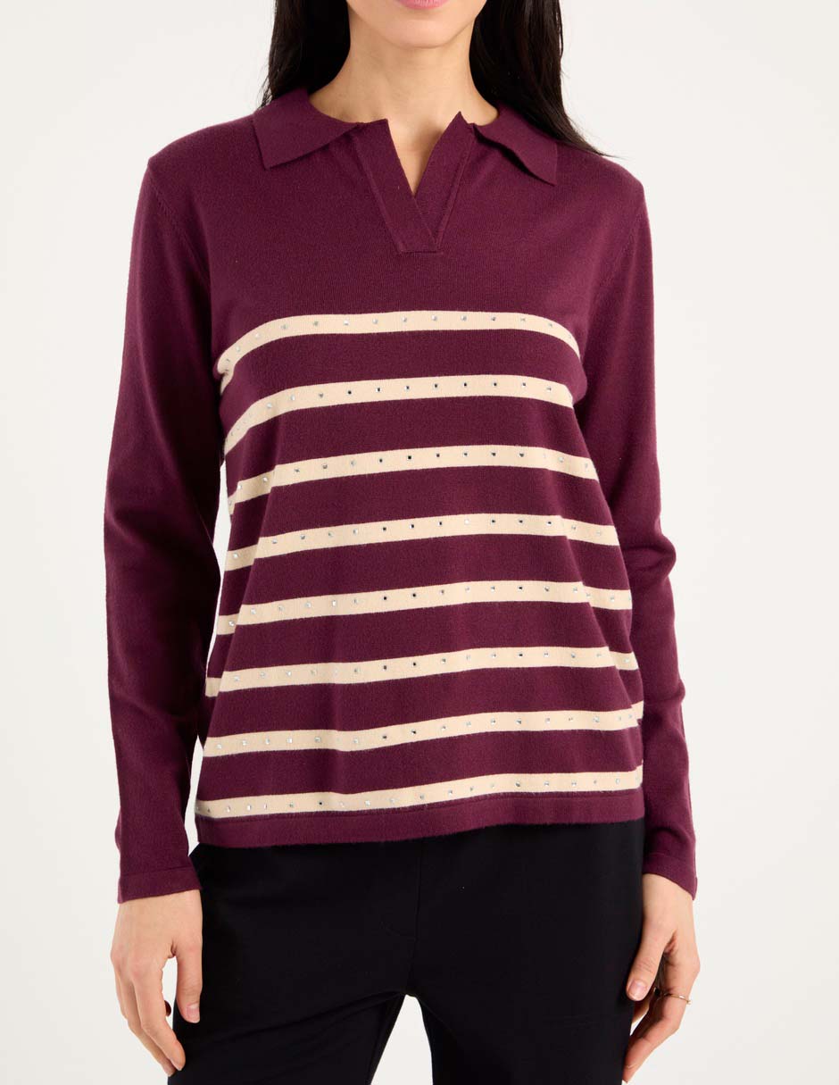 Suéter cuello camisero para mujer 5