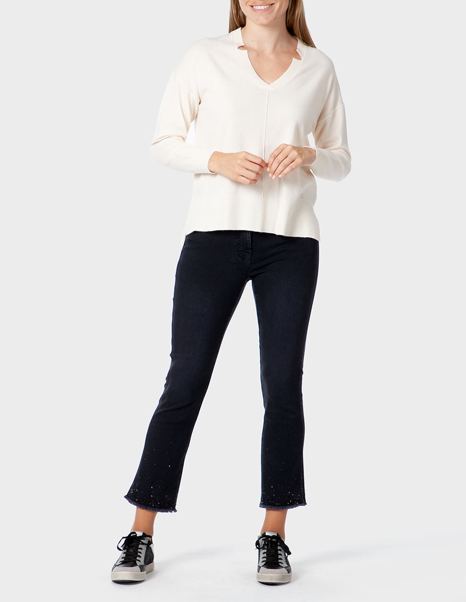 Suéter cuello v para mujer 3