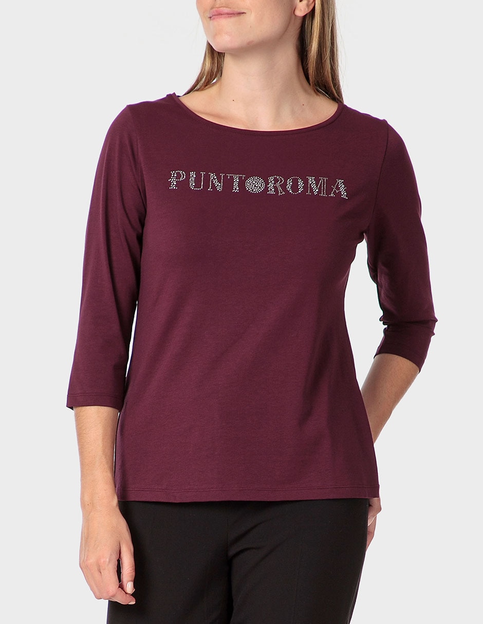 Playera manga 3/4 cuello redondo para mujer Playera manga 3/4 cuello redondo para mujer