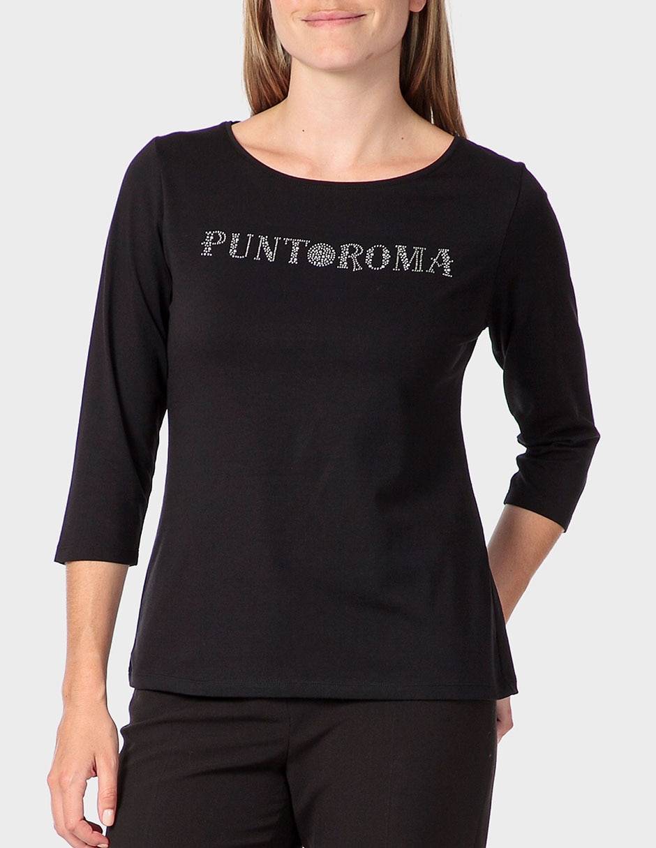 Playera manga 3/4 cuello redondo para mujer Playera manga 3/4 cuello redondo para mujer