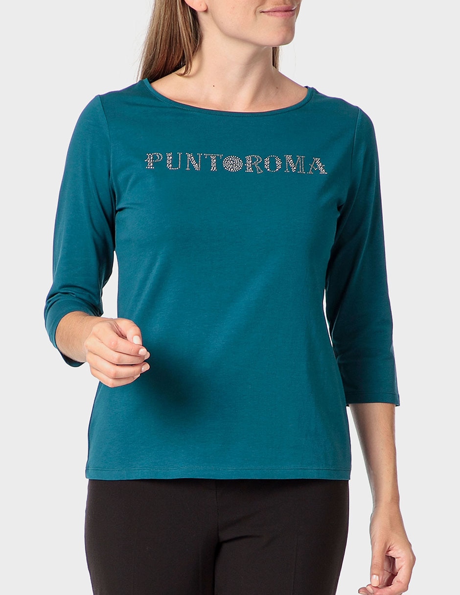 Playera manga 3/4 cuello redondo para mujer