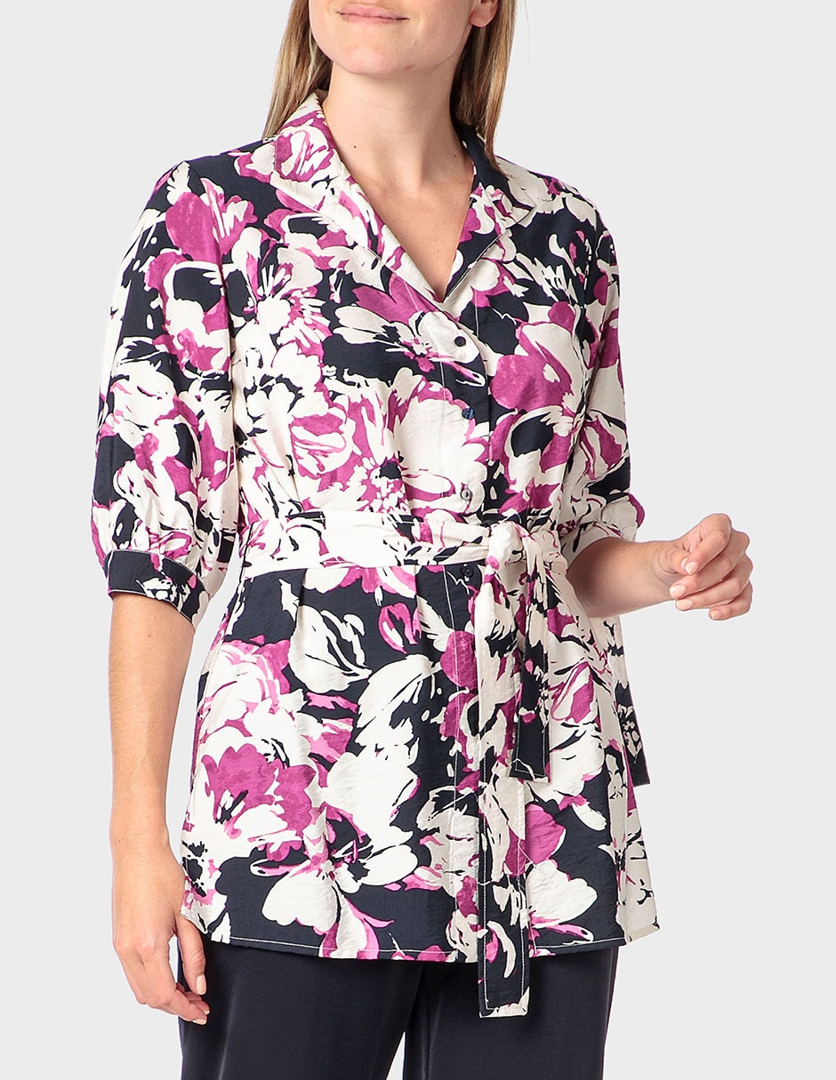 Blusa túnica manga al codo para mujer