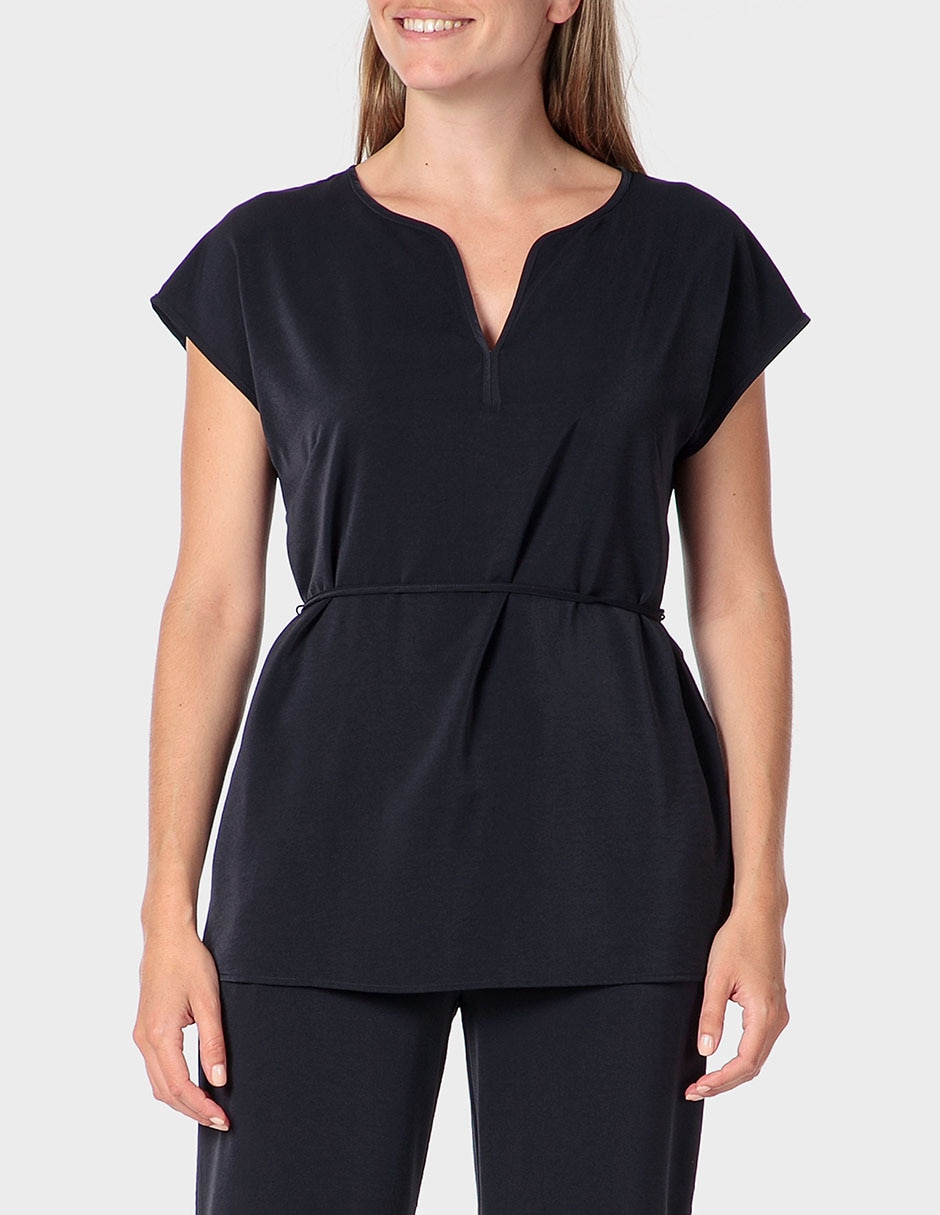 Blusa túnica manga corta para mujer
