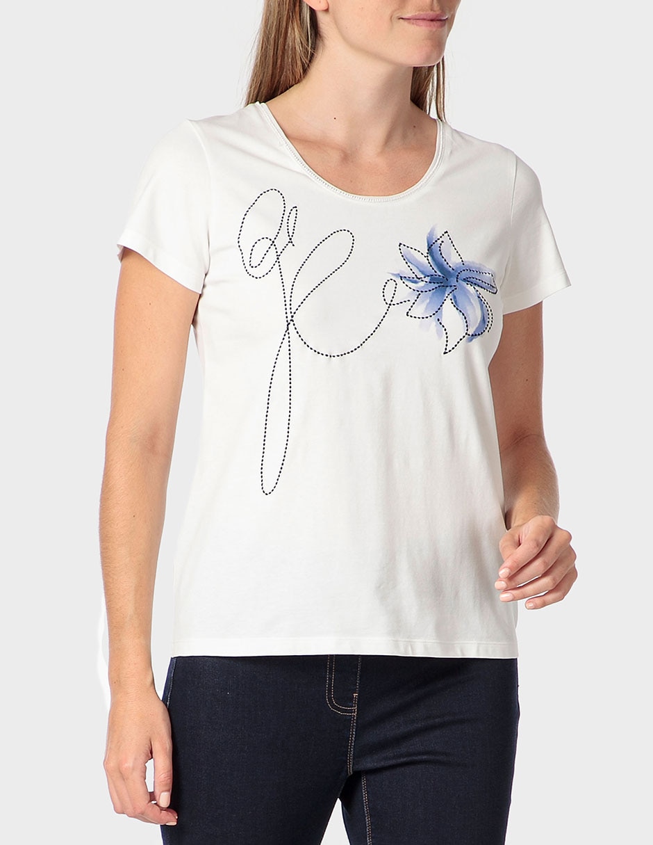 Playera manga corta cuello redondo para mujer