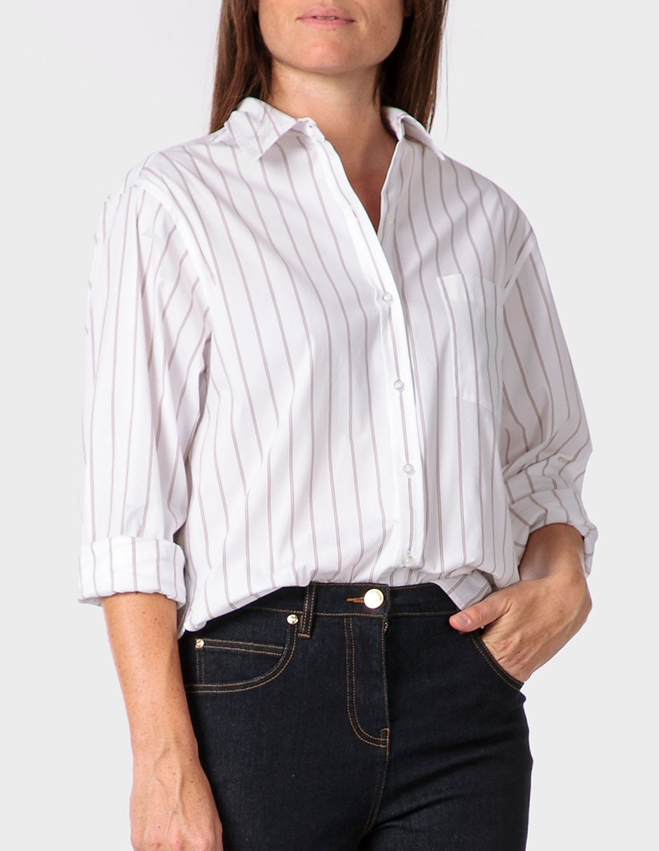Blusa camisera manga larga para mujer