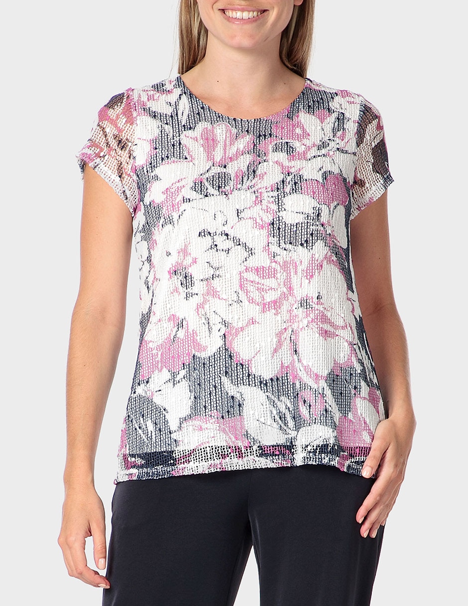 Playera manga corta cuello redondo para mujer Playera manga corta cuello redondo para mujer