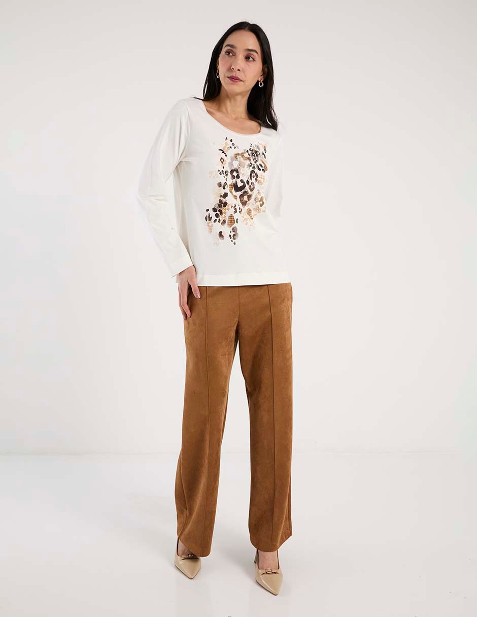 Playera manga larga cuello redondo para mujer 3