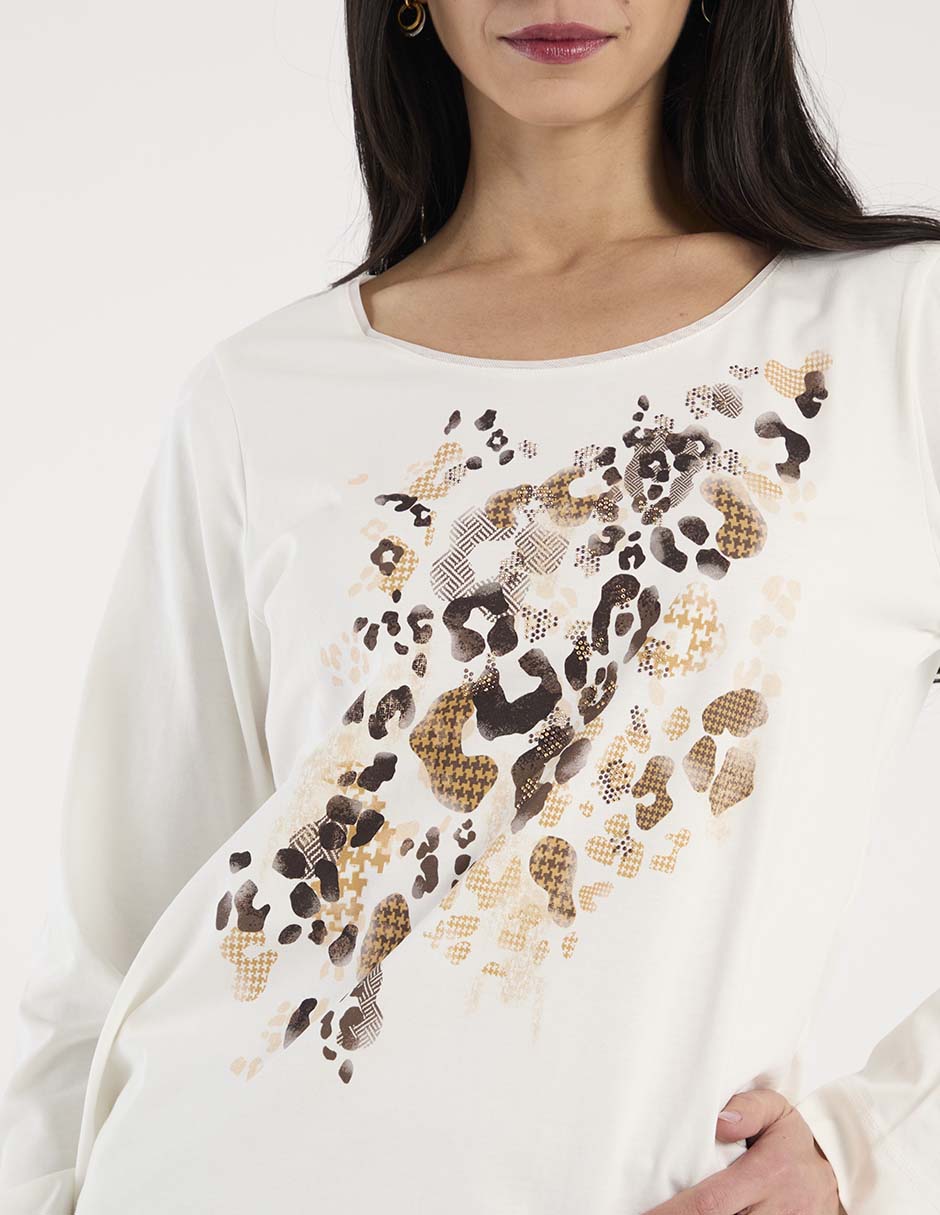 Playera manga larga cuello redondo para mujer 4