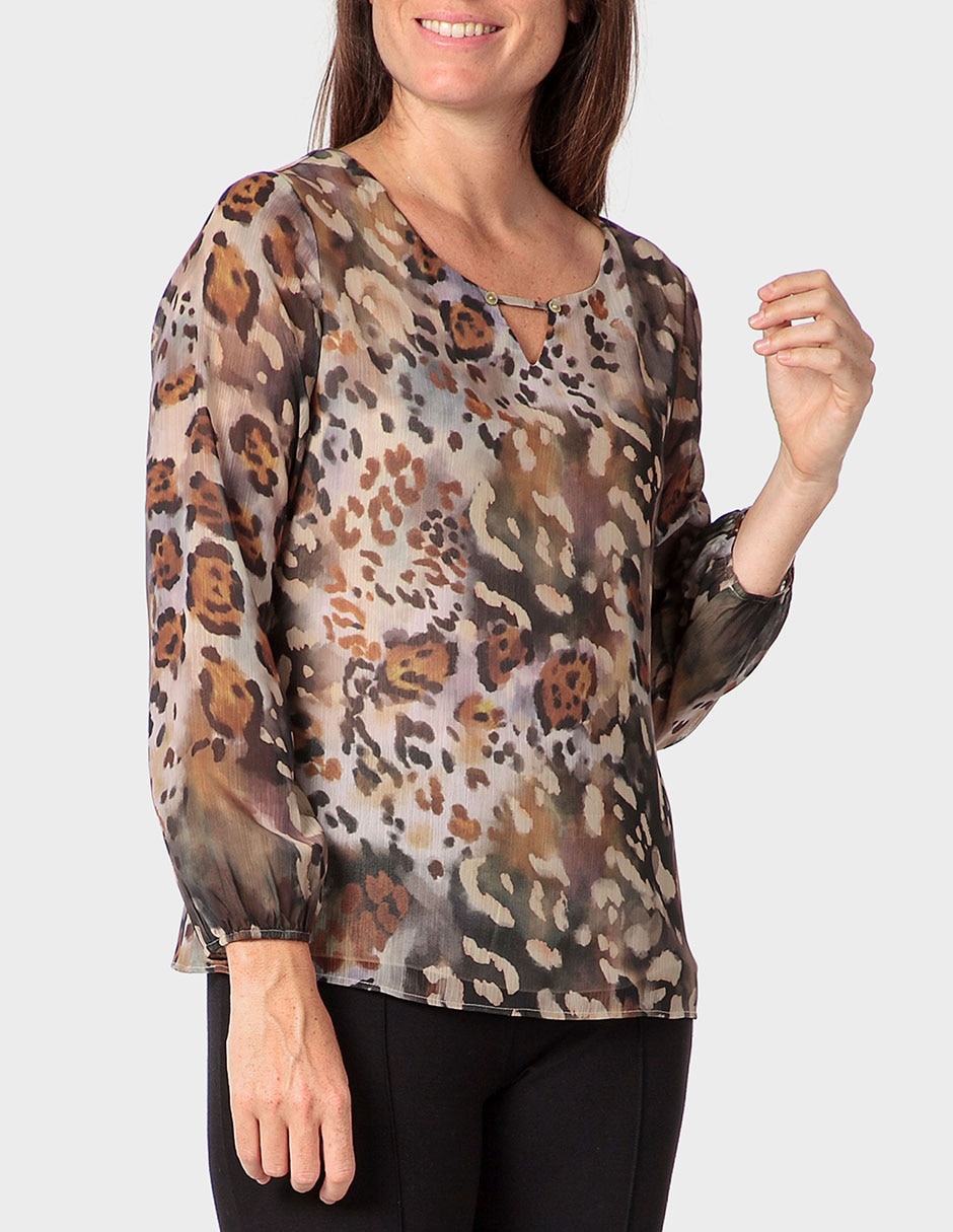 Blusa túnica manga 3/4 para mujer