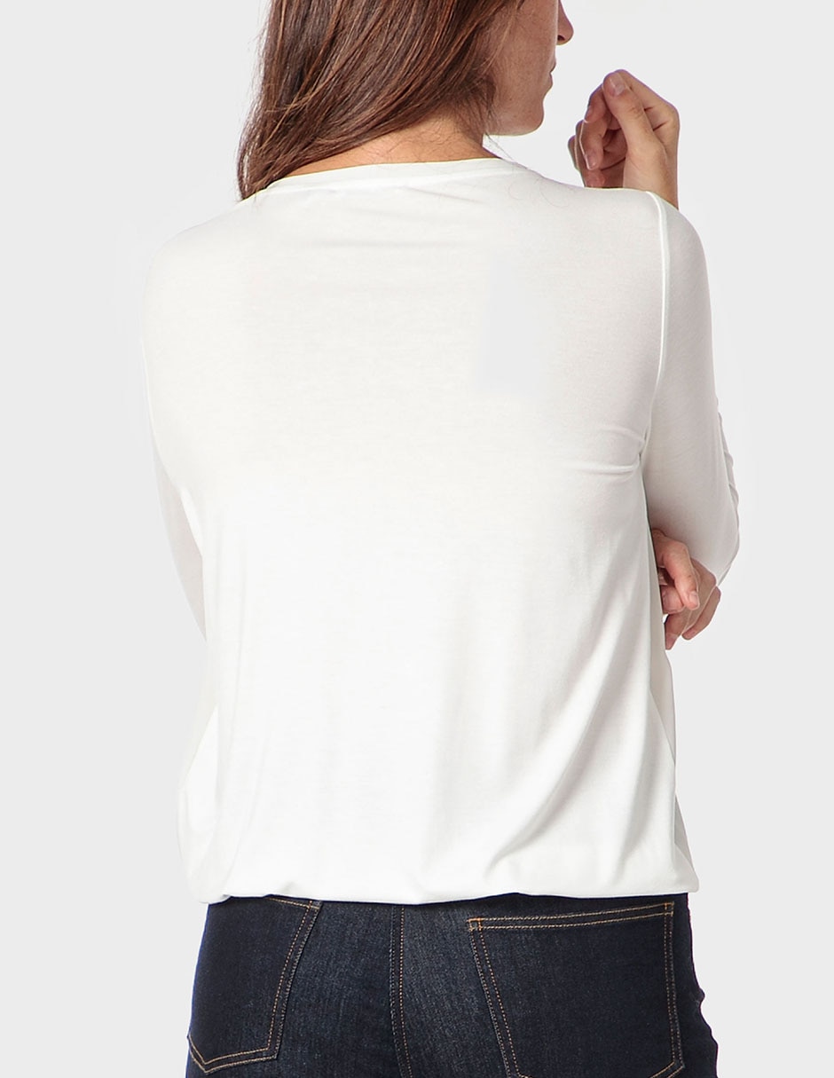 Playera manga larga cuello redondo para mujer 2