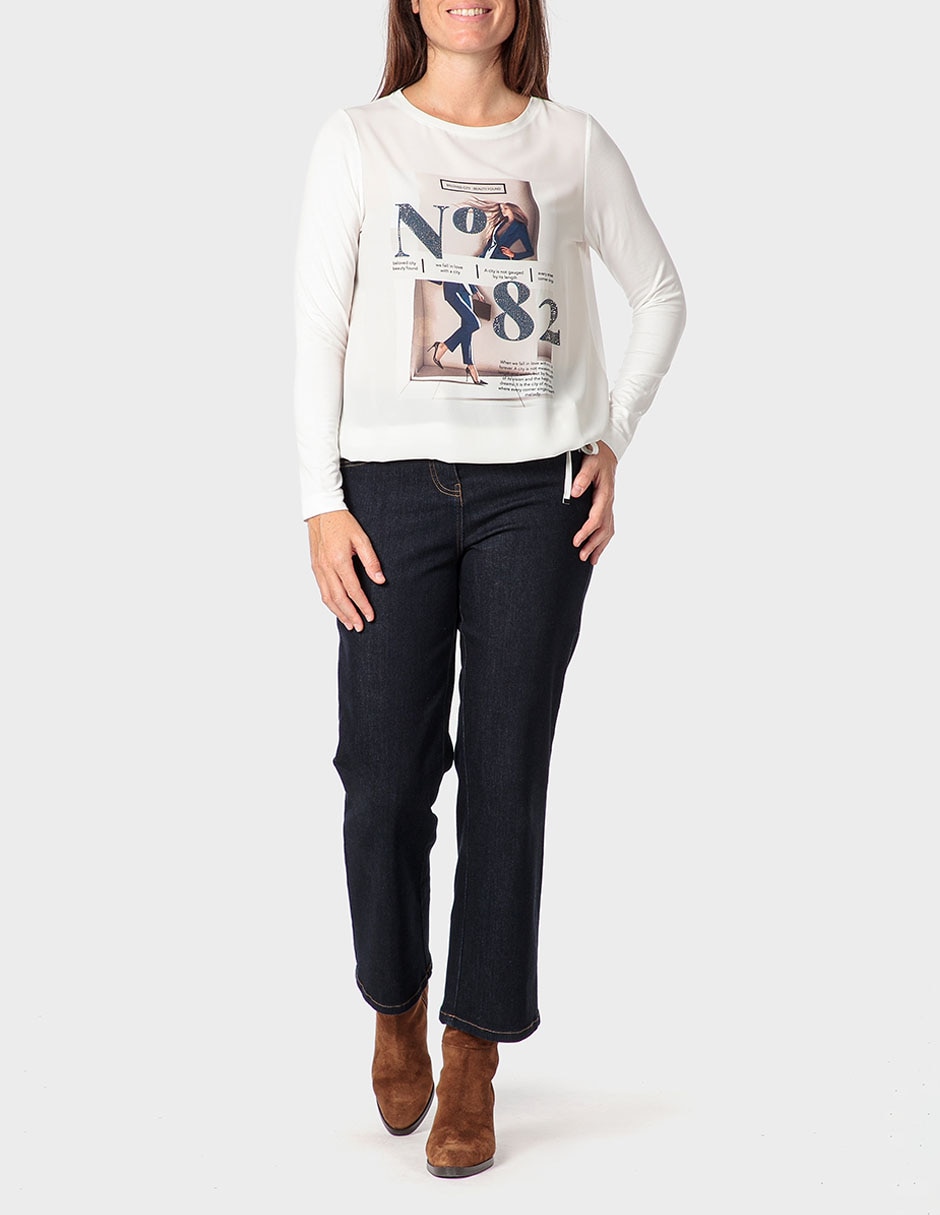 Playera manga larga cuello redondo para mujer 3