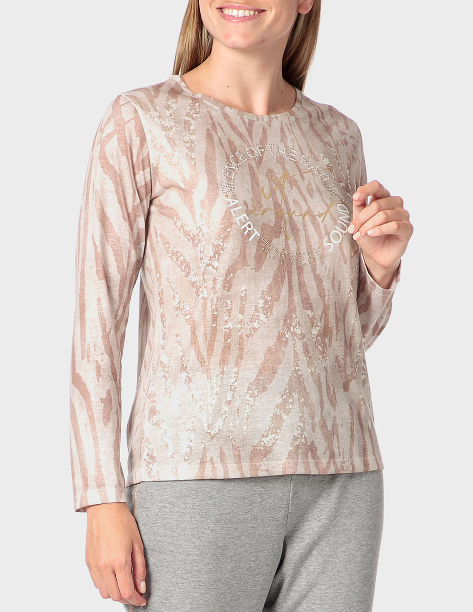 Playera manga larga cuello redondo para mujer