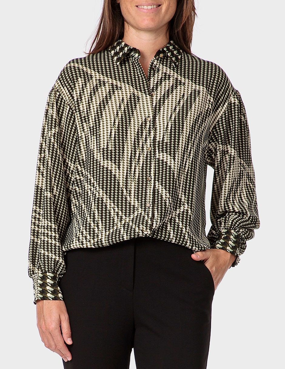 Blusa camisera manga larga para mujer