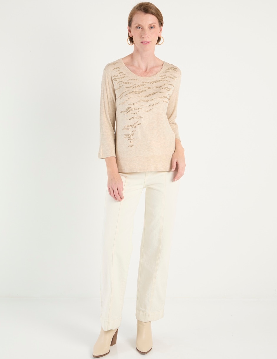 Playera manga 3/4 cuello redondo para mujer 3