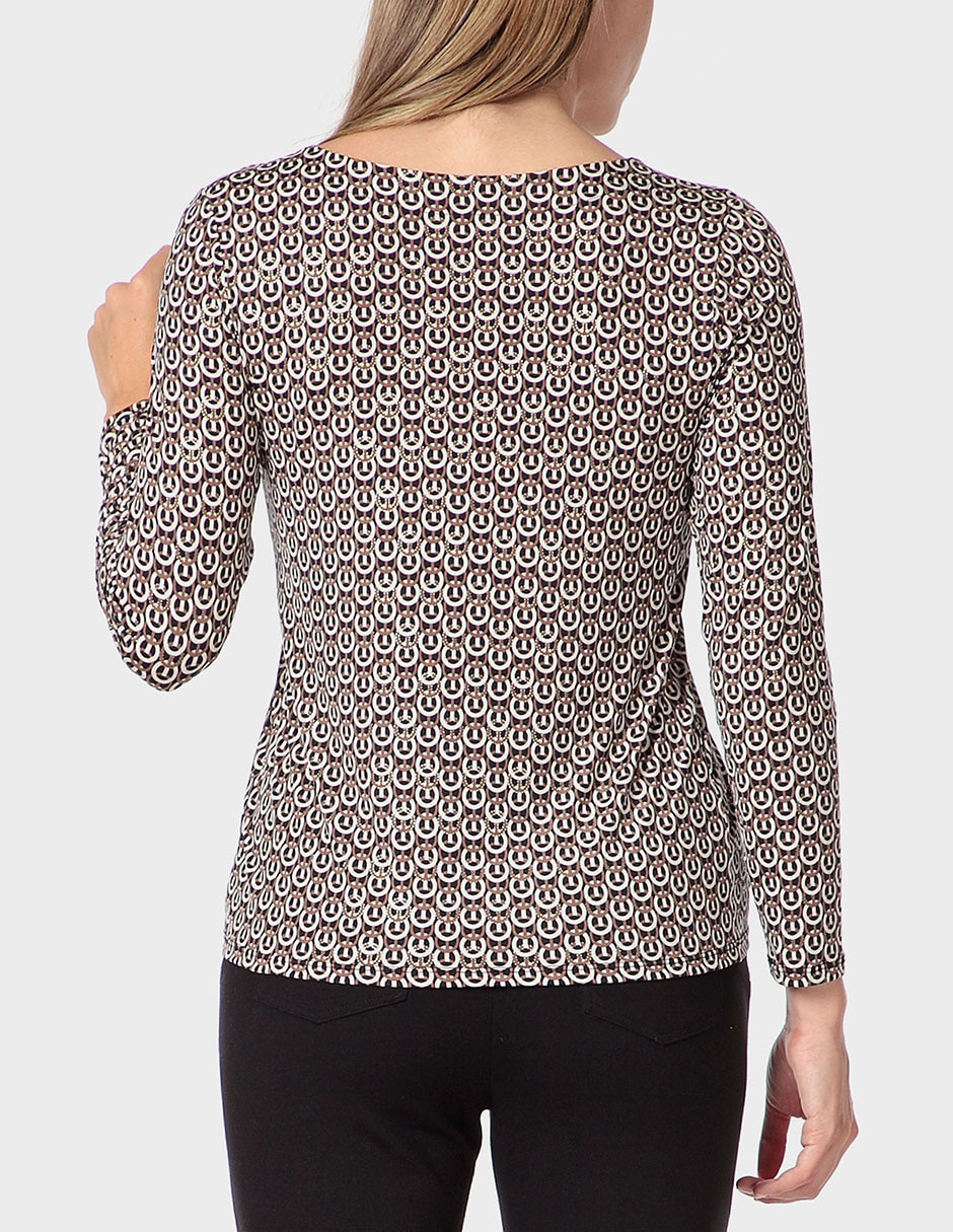 Playera manga larga cuello v para mujer 2