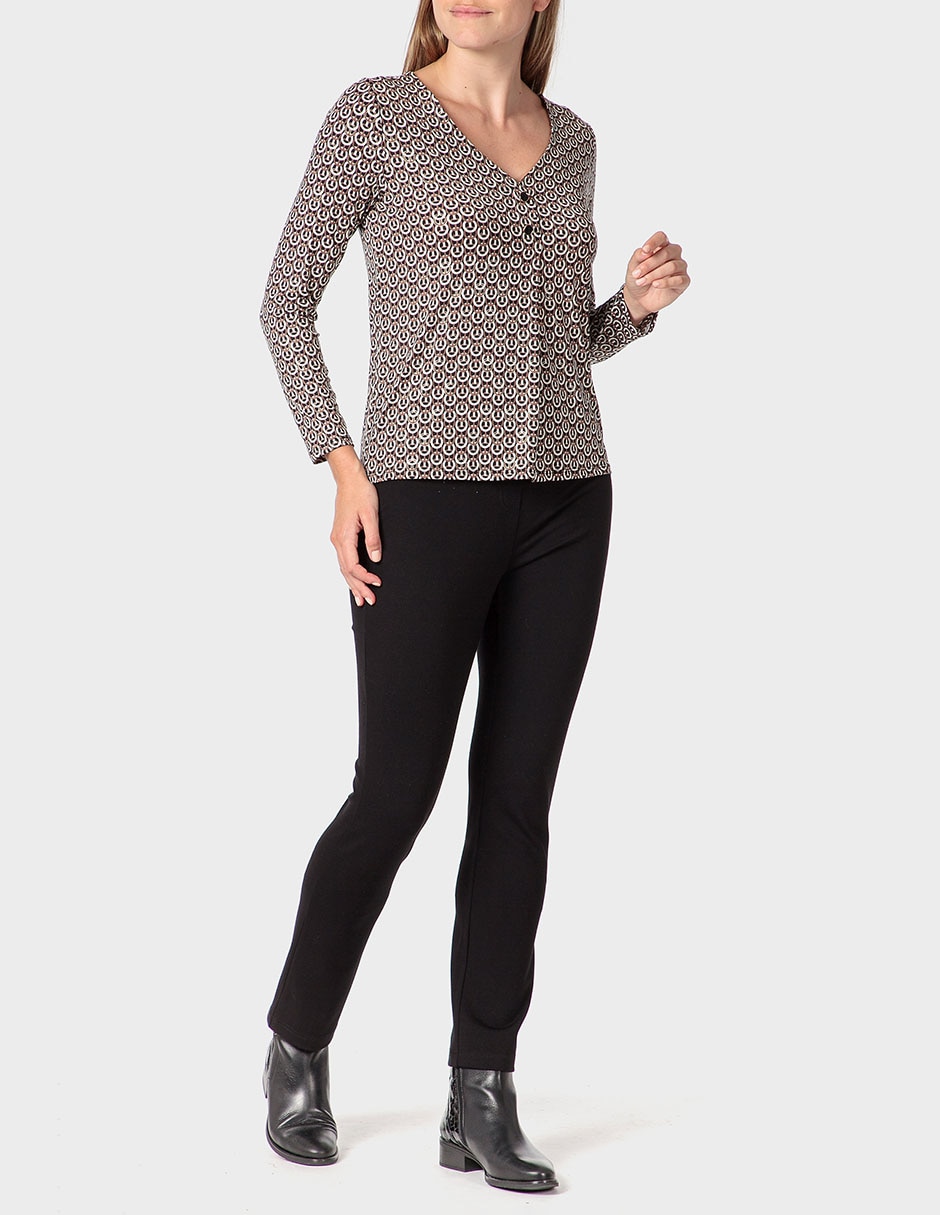 Playera manga larga cuello v para mujer 3