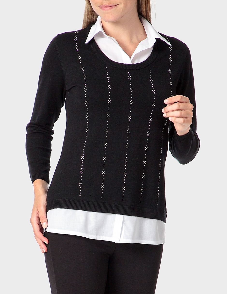 Suéter cuello ojal para mujer Suéter cuello ojal para mujer