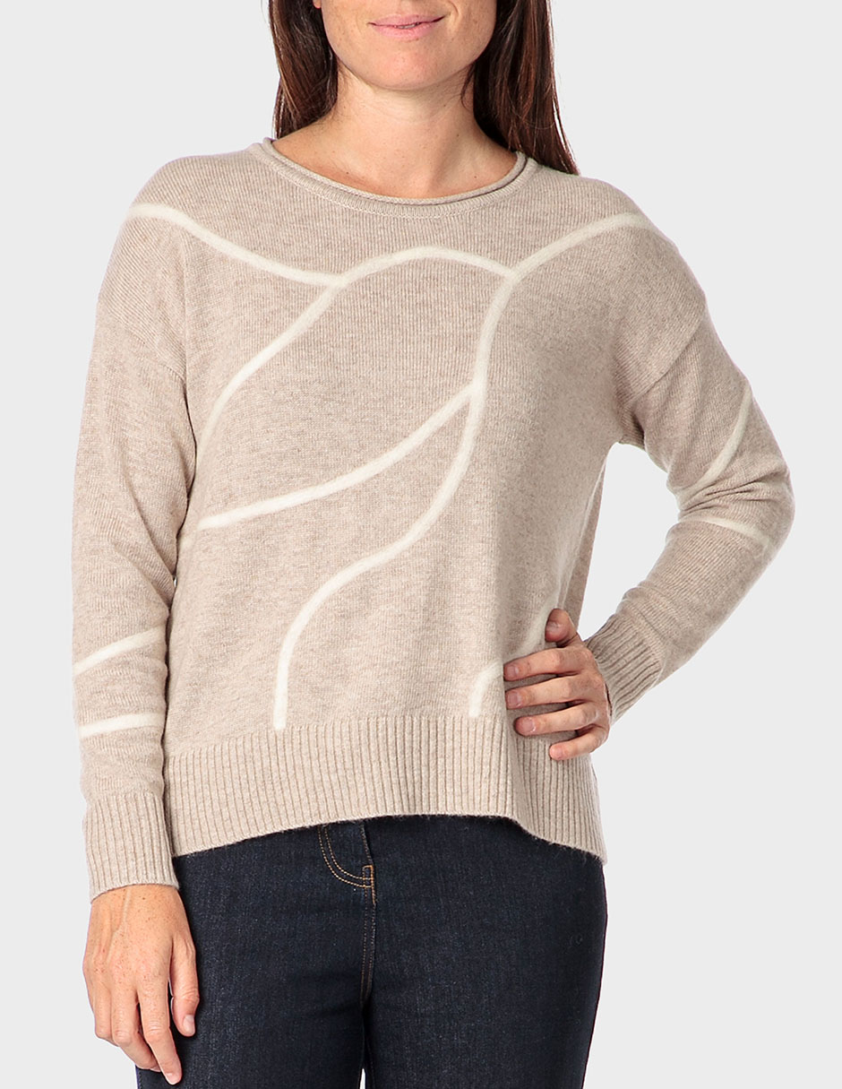 Suéter marca cuello ojal para mujer