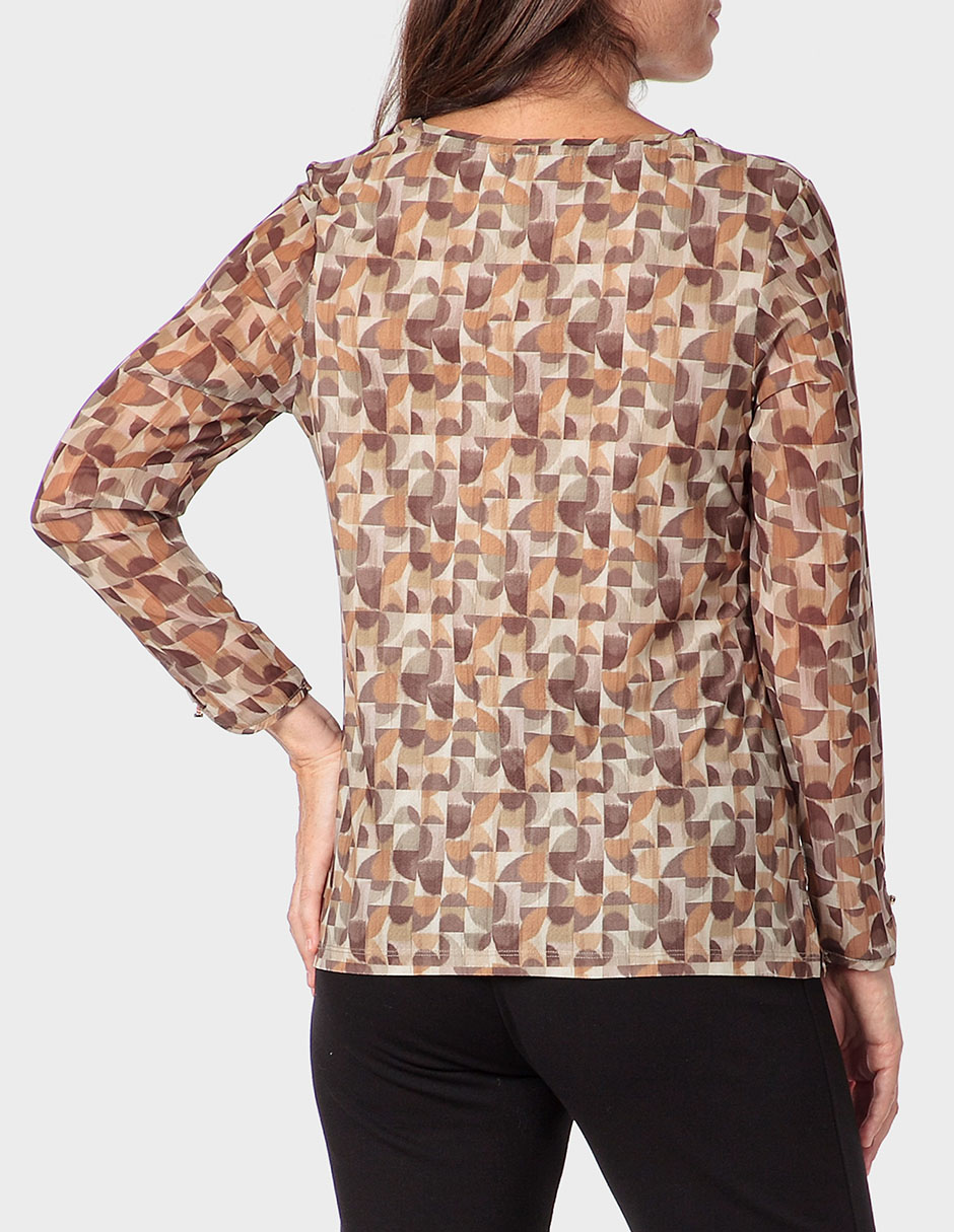 Playera manga larga cuello V para mujer 2
