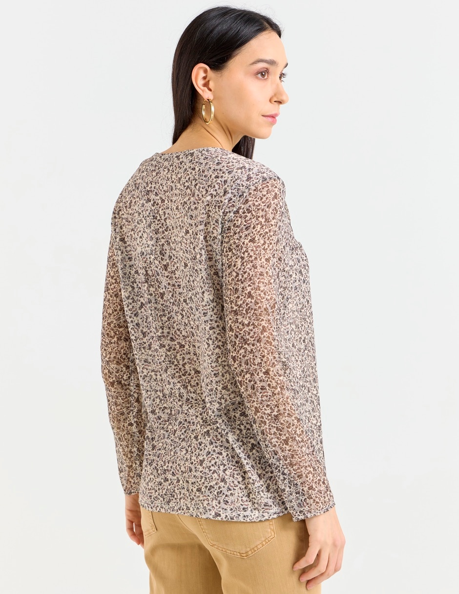 Playera manga larga cuello con escote para mujer 2