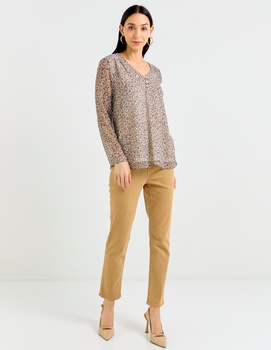 Playera manga larga cuello con escote para mujer 3