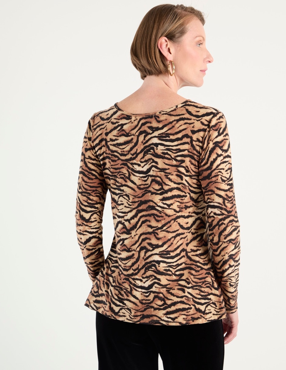 Playera manga larga cuello V para mujer 2