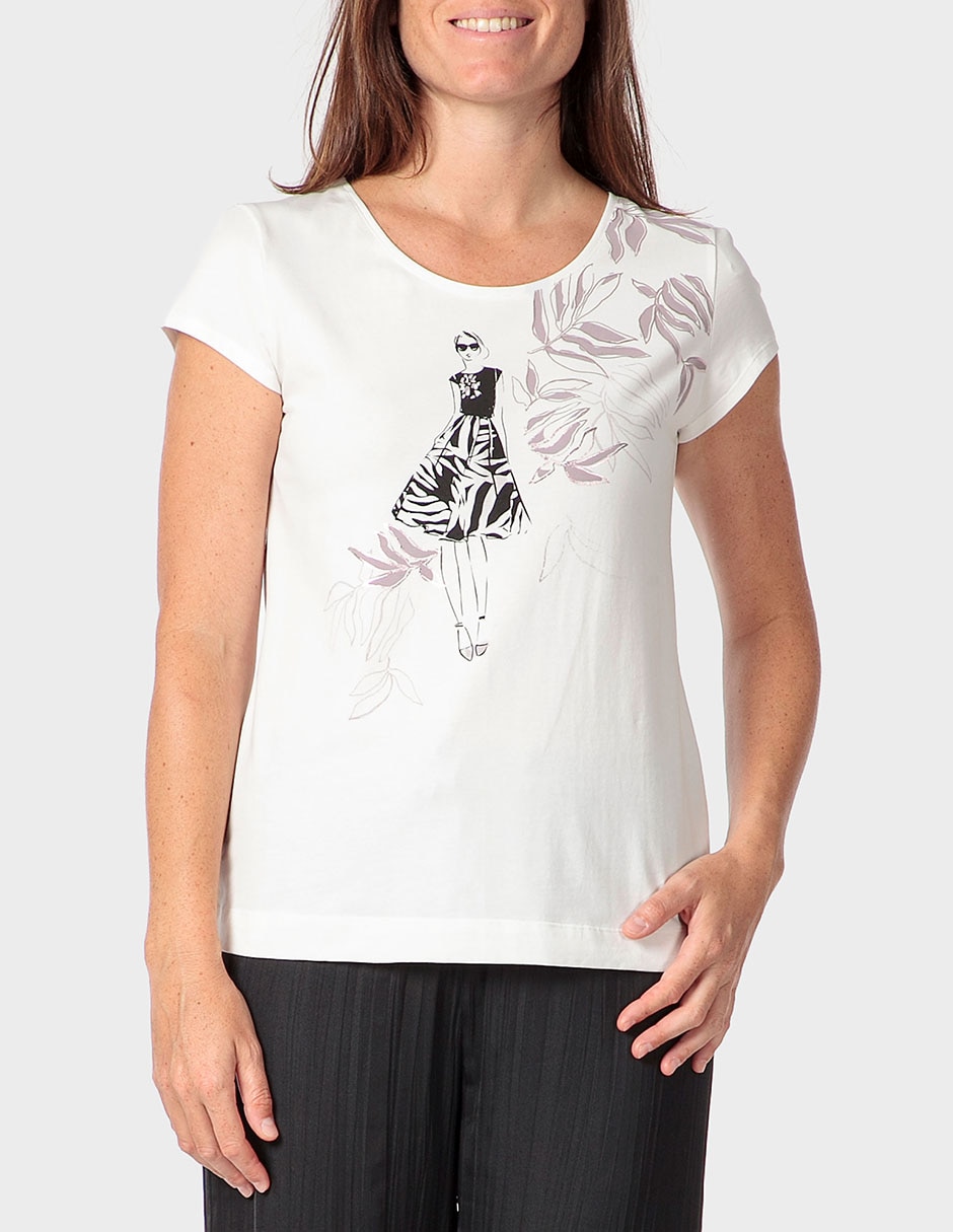 Playera manga corta cuello redondo para mujer Playera manga corta cuello redondo para mujer